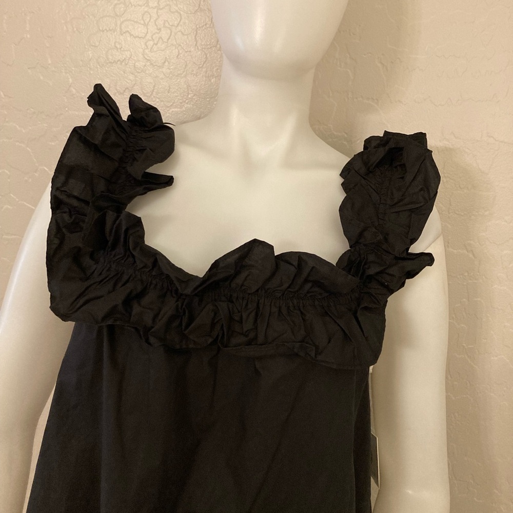 Hyacinth House Tuckernuck Dress Black Maria Midi Sz Small Ruffle Boho Flowy - Picture 6 of 13